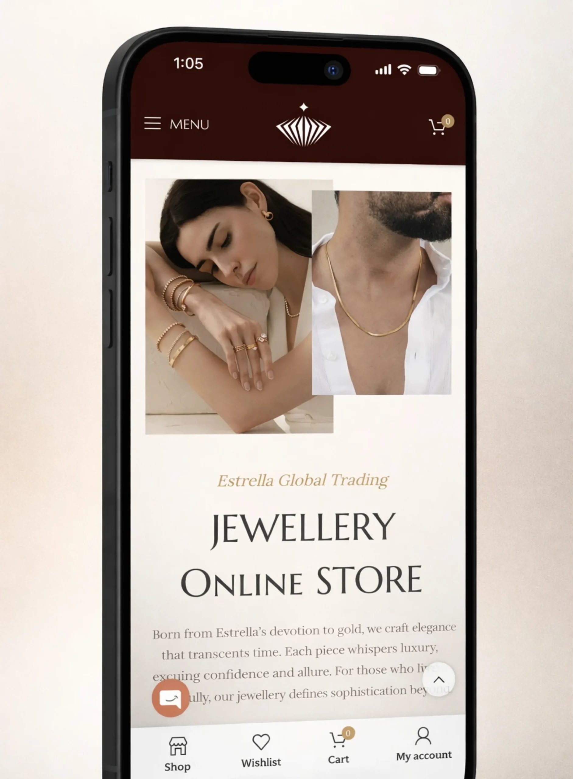 Estrella Jewellery e-commerce website mockup (Estrella Global Trading)
