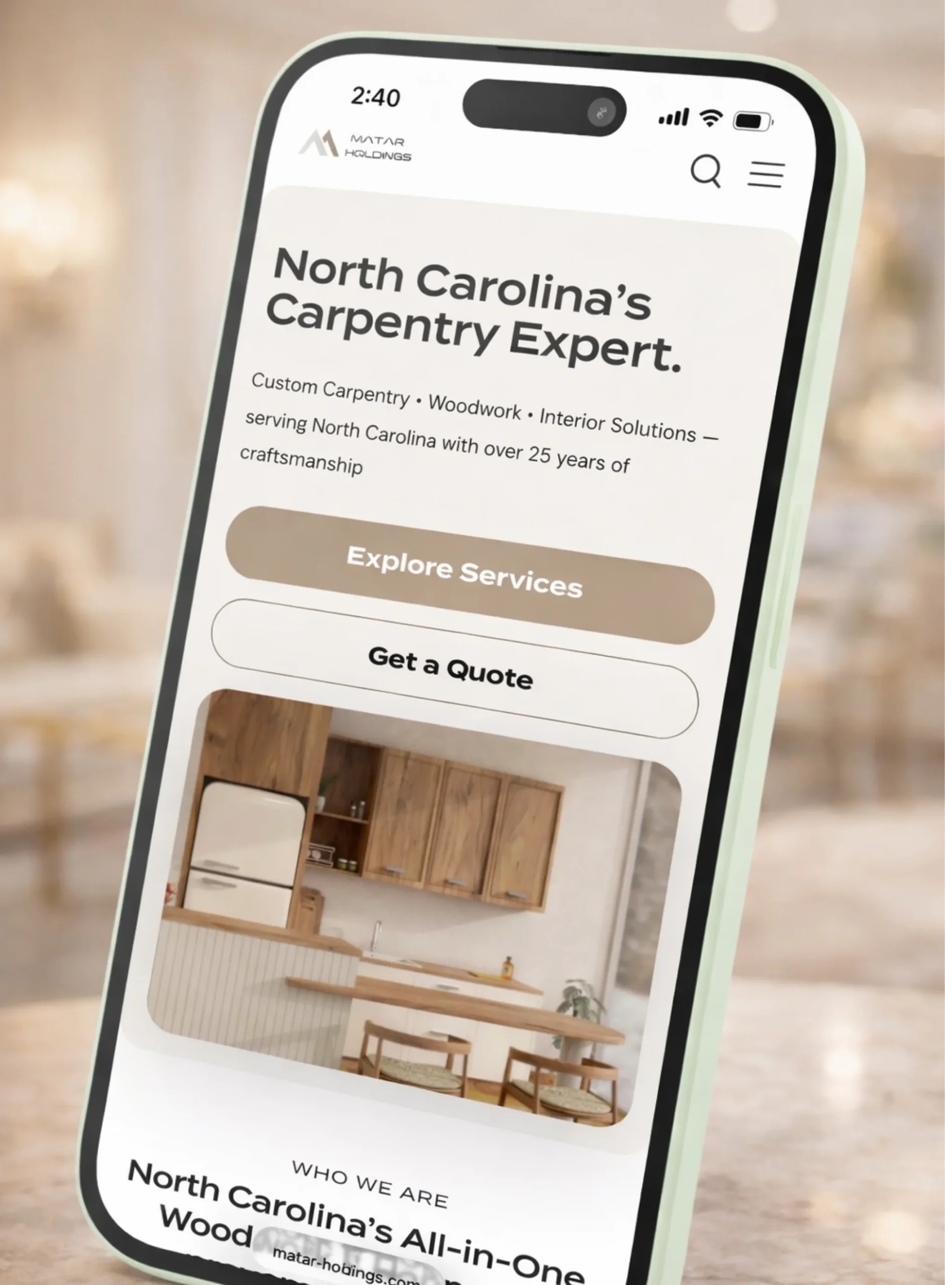Matar Holdings company website mockup