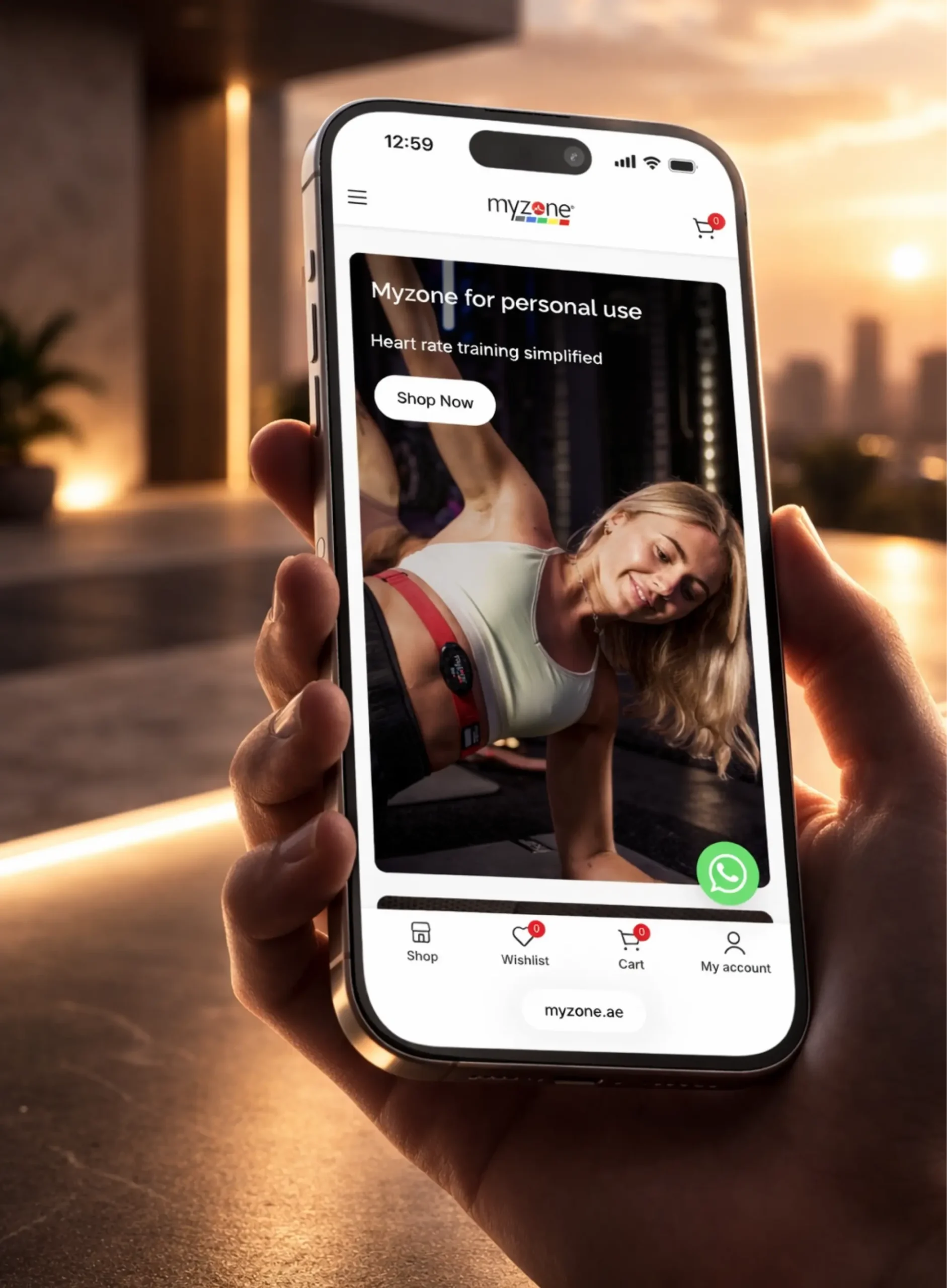 Myzone UAE wearable fitness technology website mockup